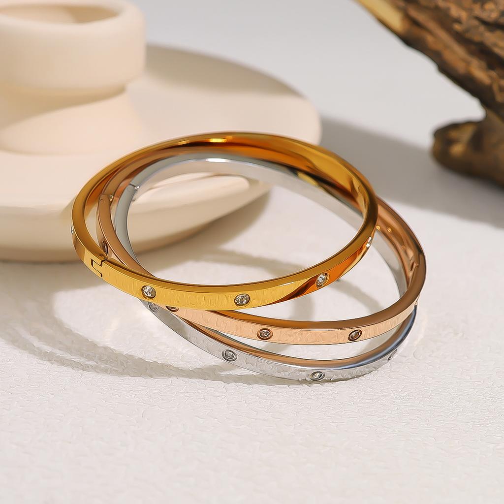 Тот же браслет из нержавеющей стали для девочек, позолоченный браслет с пряжкой, не выцветает, ювелирные изделия из титановой стали