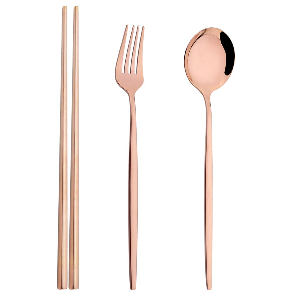 Зеркало, ложка, вилка, палочки для еды, набор посуды, 3 шт., столовая посуда из нержавеющей стали, золотой западный набор столовых приборов, кухонные принадлежности для ужина