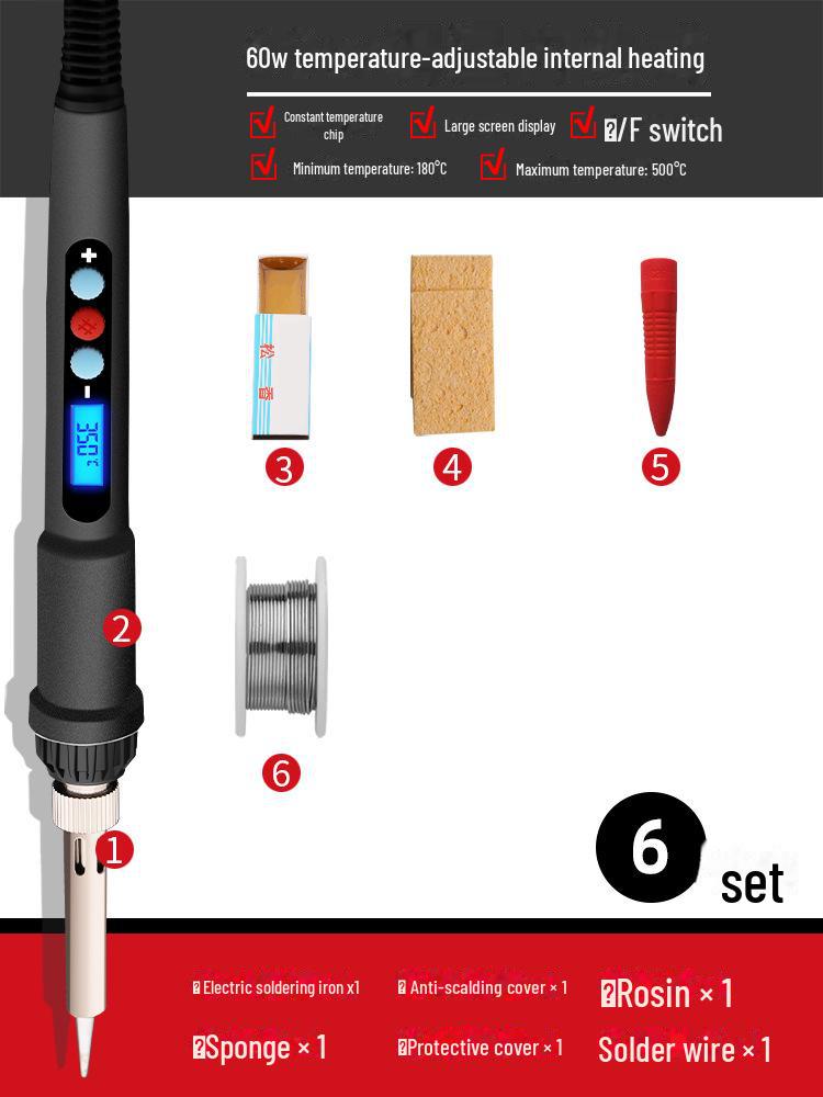 Электрический паяльник Green Forest с регулируемой температурой — высокая мощность, внутренний нагрев, постоянная температура, для домашнего и студенческого использования.