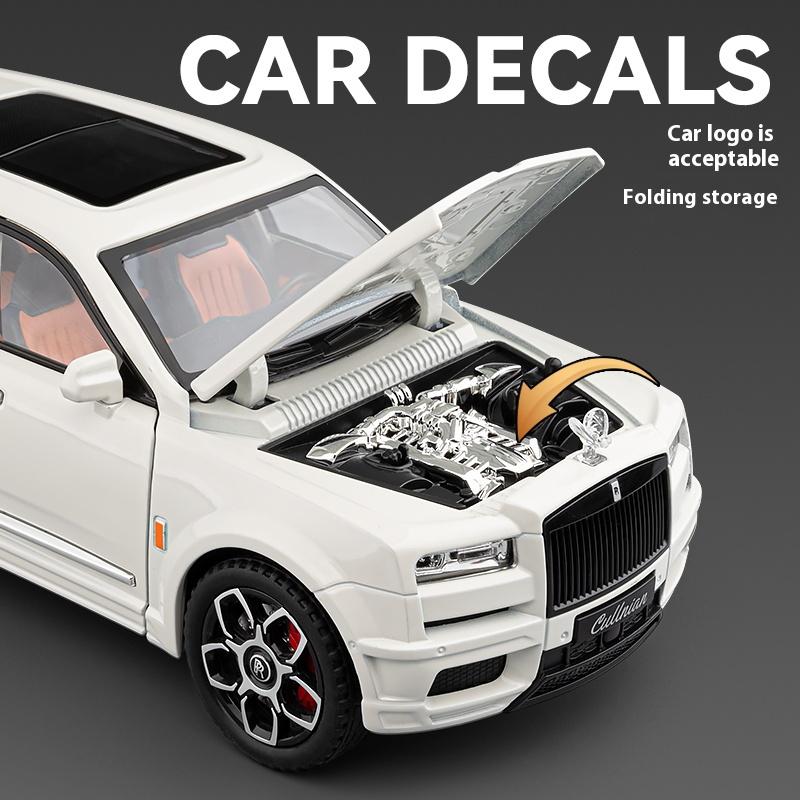 1/20 Scale Rolls Royce Cullinan Trailer RV Camping Van Diecast Model Alloy Metal Car Sound & Light Pull Back Home Display Ornament Boy