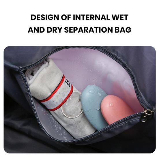 Travel Bag with Duffel Large Capacity Detachable Wheels Dry Wet Separation Waterproof Oxford
