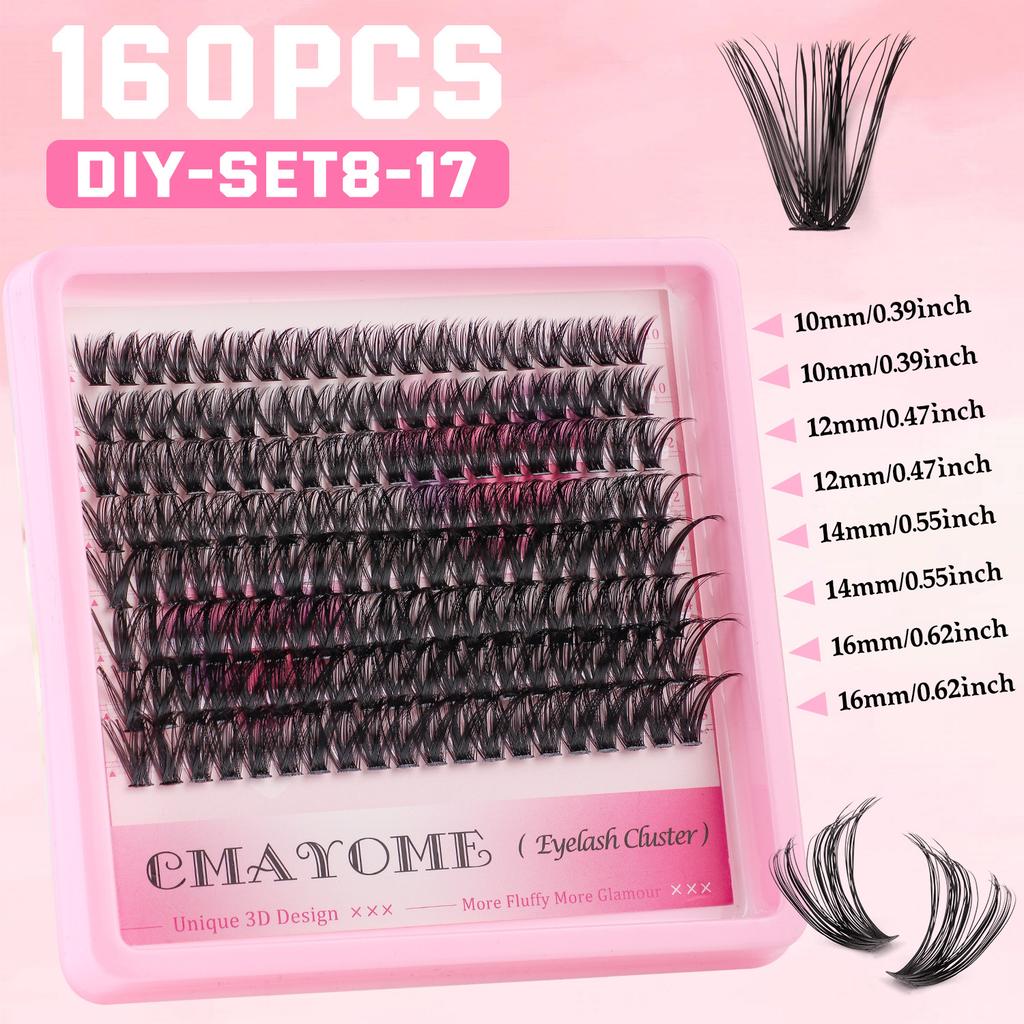 Самоклеящиеся пучки ресниц D-изгиб 10-16 мм толстые завитые ресницы