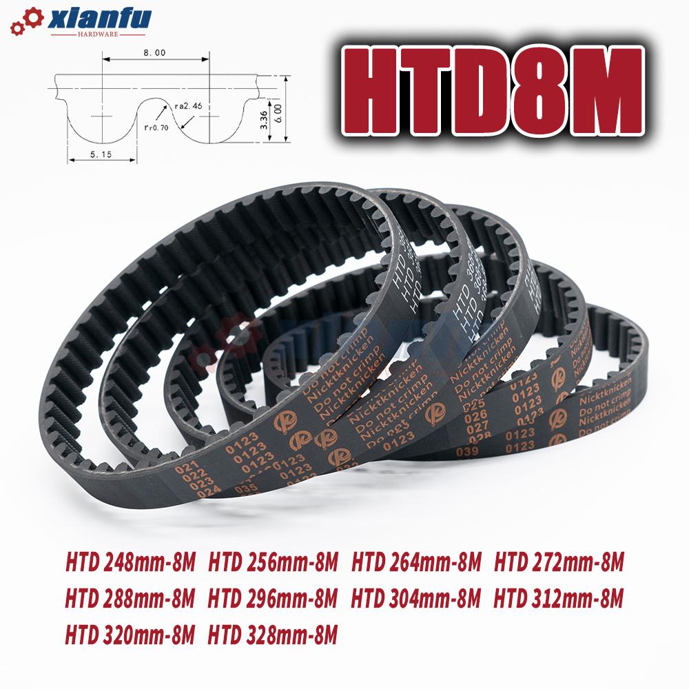 HTD 8M Timing Belt Perimeter 248 256 264 272 288 296 304 312 320 328mm Rubber Width 10~40mm HTD8M Drive CNC Machine Transmission