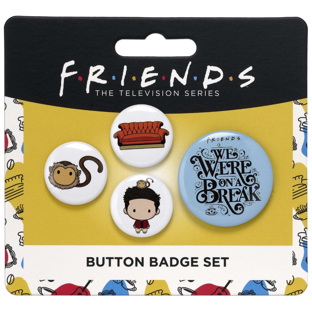 FRIENDS TV Show Set of 4 Ross Button Badges Multi
