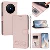 Happy Heart Pattern Magnetic Closure Vegan Leather Phone Case with Wrist Strap For Huawei Mate 60