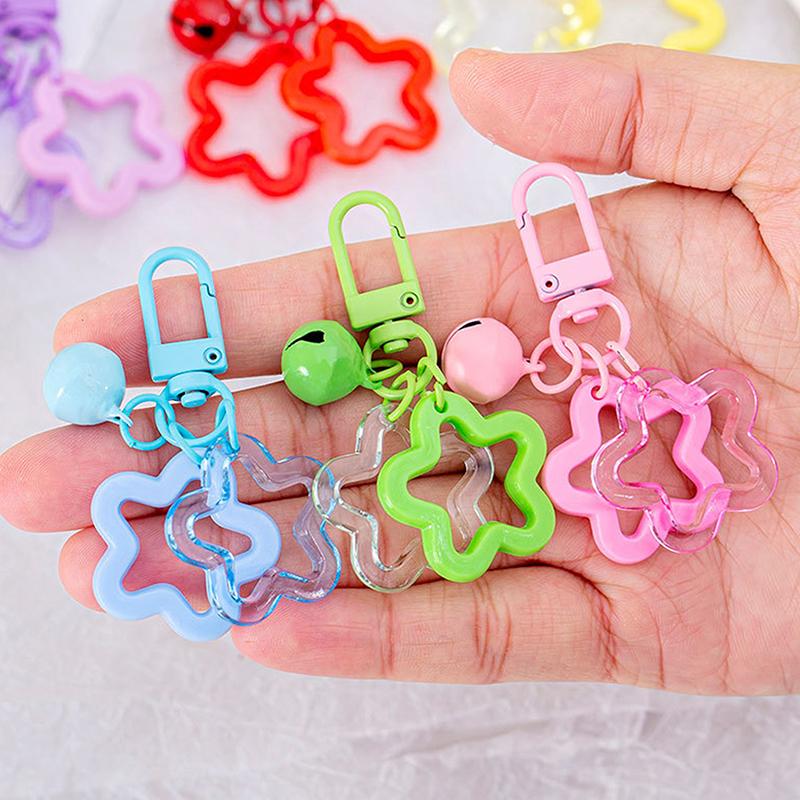 1 шт. пятиконечная звезда колокольчик кулон брелок конфетный цвет сумка брелок ювелирные изделия для женщин девушка автомобиль подвесной брелок брелок