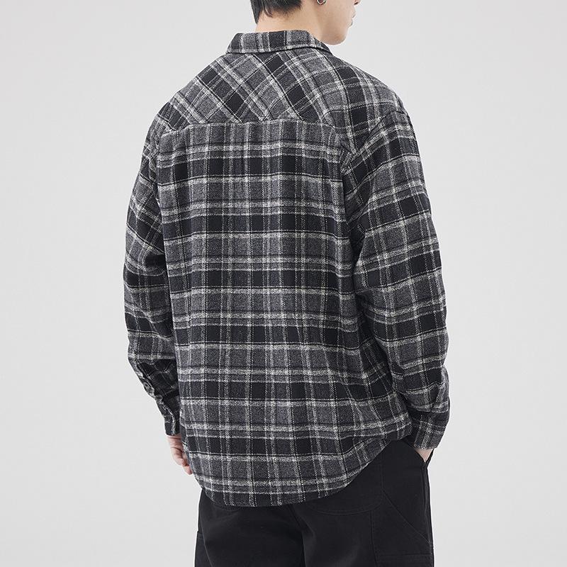 Z974 Retro Japanese Men's Loose Plaid Shirt - Spring/Summer Casual Work Jacket