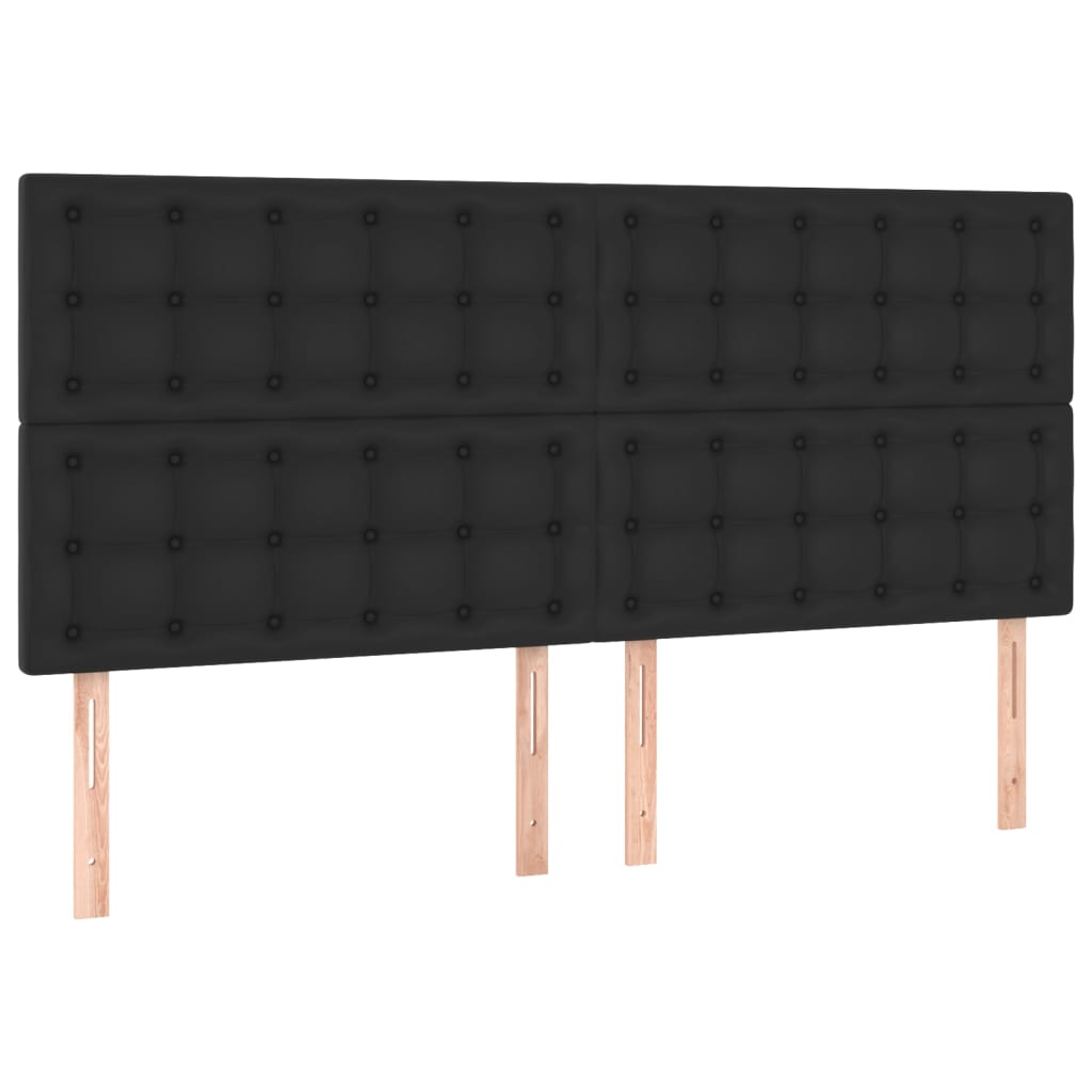 Vidaxl Zagłówki Do Łóżka, 4 Szt, Czarny, 100X5X78/88Cm, Sztuczna Skóra