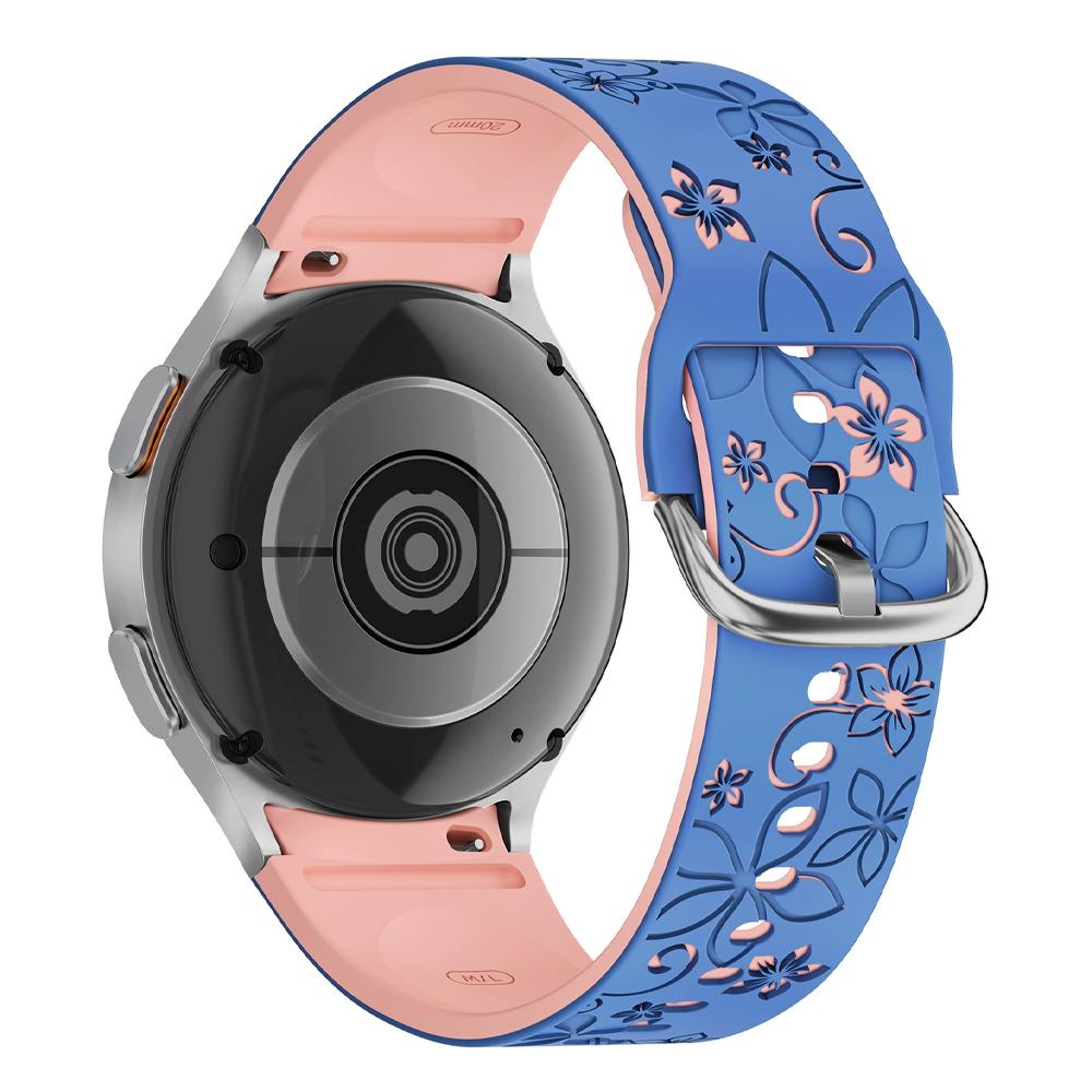 Ремешок для Samsung Galaxy Watch 7/5 Pro/4 6 Classic 40 44 мм Гравировка цветка Силиконовый Спортивный Браслет ремешок Galaxy Watch 7 Ремешки
