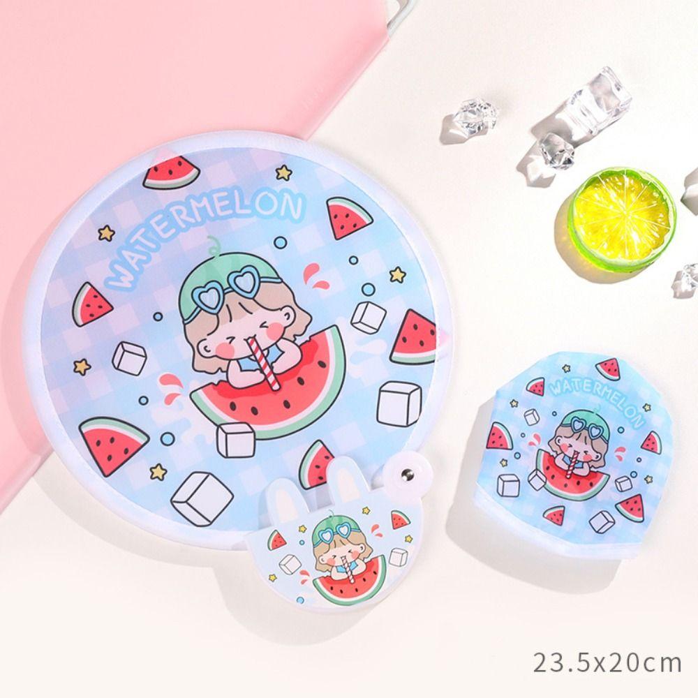 Cloth Hand Held Fan Cartoon Round Fan Portable Folding Group Fan