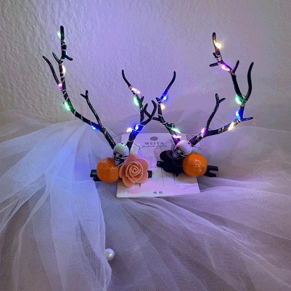 LED Fairy Deer Ear Headband Elk Ears Kids Head Wear Halloween Glowing Antler Hair Hoop  Photo Props