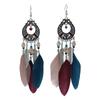 Ethnic Style Retro Feather Earrings Long Earrings Fringed Temperament Earrings Women'S Factory