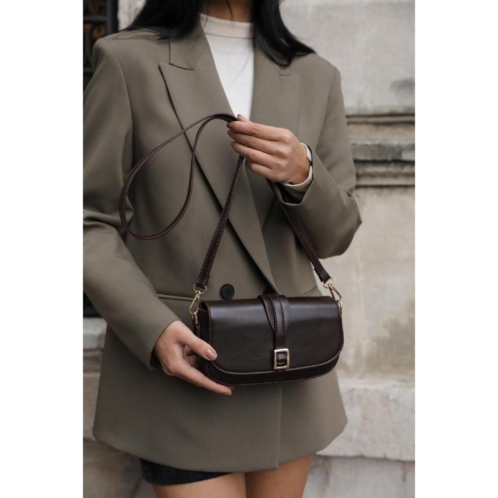 Black Women's Buckle Crossbody Bag