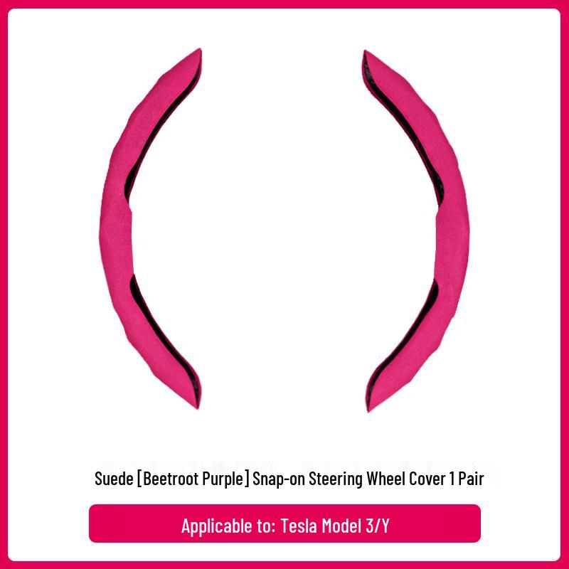 Suede Steering Wheel Cover & Button Stickers for Tesla Model Y/3