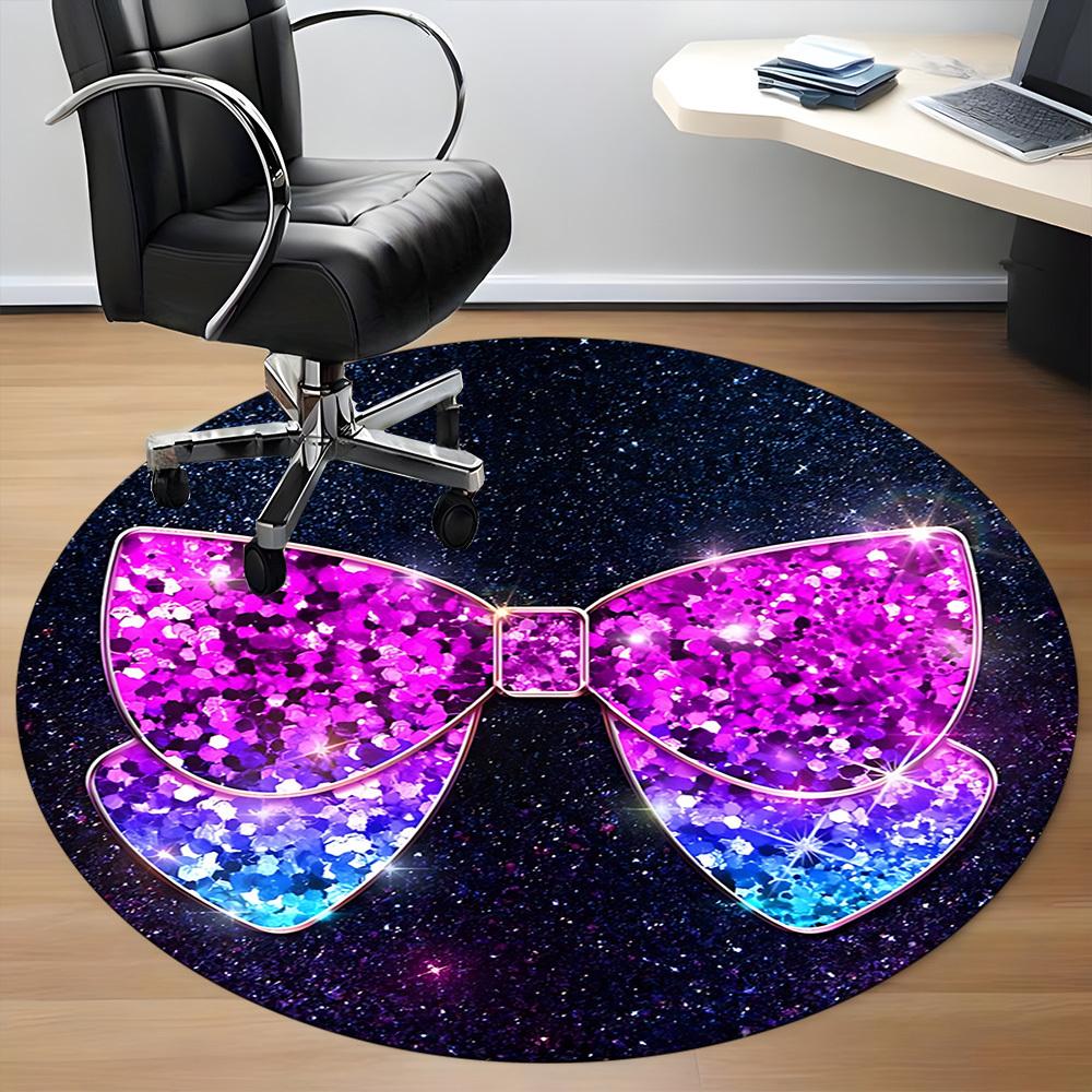 1pc Glitter BowChair Carpet for Office, Indoor Non-Slip Washable Polyester Fiber Carpet, Mat For Office, Machine Washable