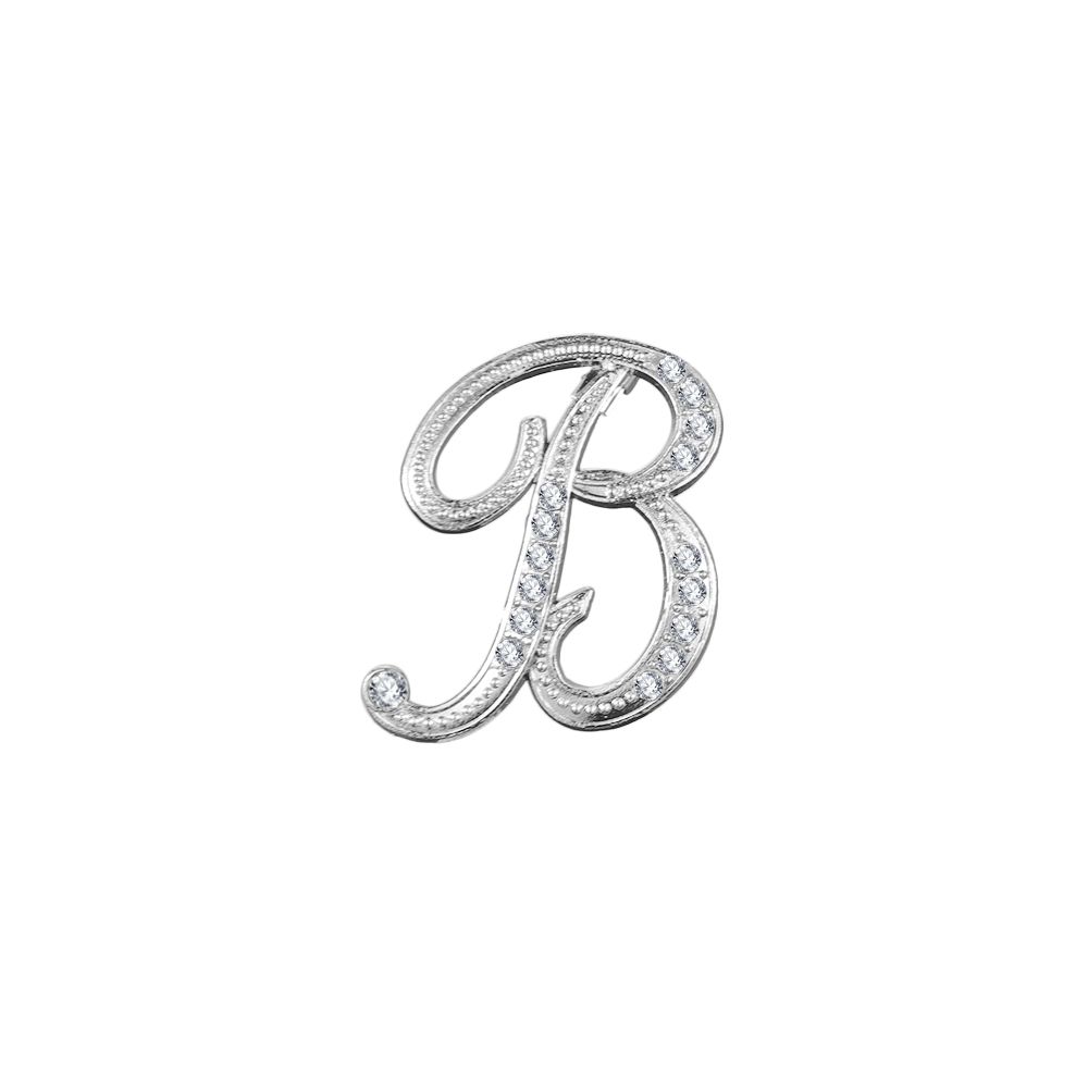 Suit Collar Accessories 26 English Letters Rhinestone Clip Initial Lapel Pin Crystal Letter Brooch
