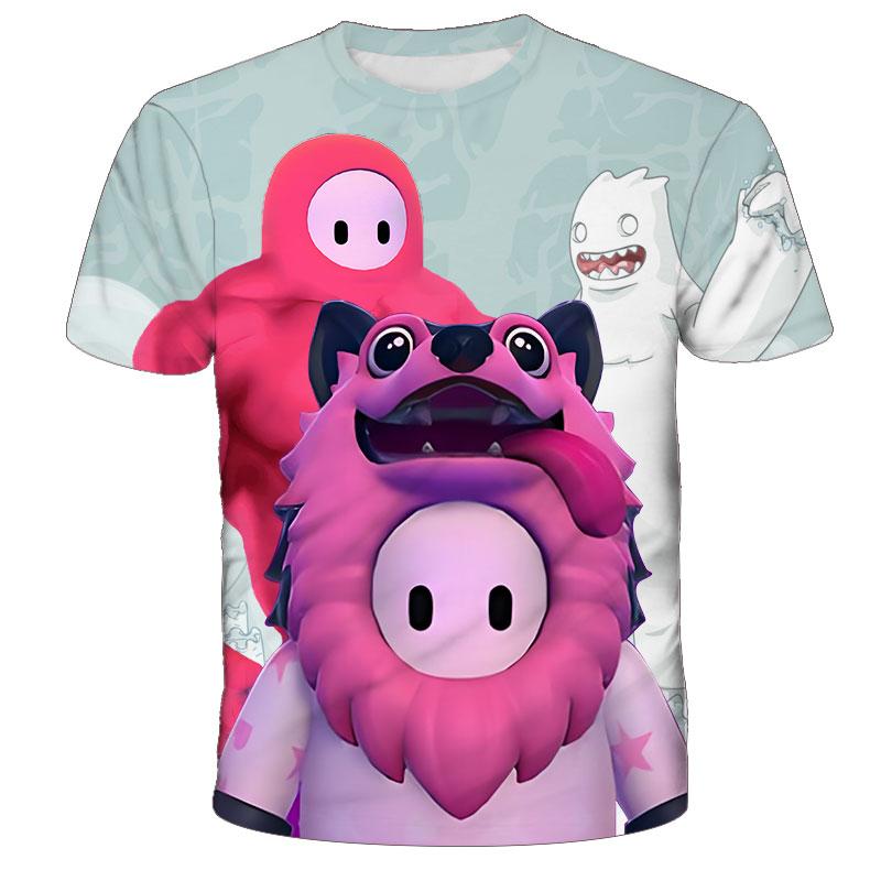 Kawaii Stumble Guys Cartoon 2022 Мальчики Детская футболка с 3D-принтом О-образным вырезом Рубашка с рукавами Детская одежда Повседневная одежда для дня рождения Топы
