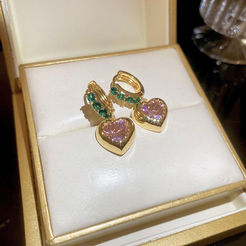 Французский придворный стиль Серьги-пусеты с прямоугольным цирконом на серебряных иглах Изысканные легкие роскошные высококлассные серьги Преувеличенные серьги Женщины