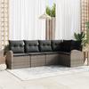 VidaXL 5-piece Garden Sofa with Cushions Grey Poly Rattan 3346039