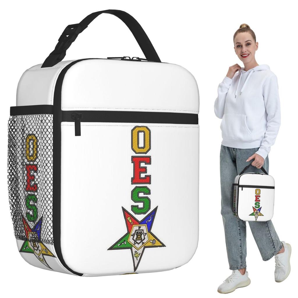Order Of The Eastern Star Logo OES Insulated Lunch Bag for Kids School Cooler Thermal Food Box Tote Lunch Boxes Container