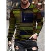 Men's Vibrant Plaid Crew Neck Long Sleeve T-Shirt - Soft, Breathable Comfortable Spring and Autumn Outdoor Activities and Sports - Perfect for Casual
