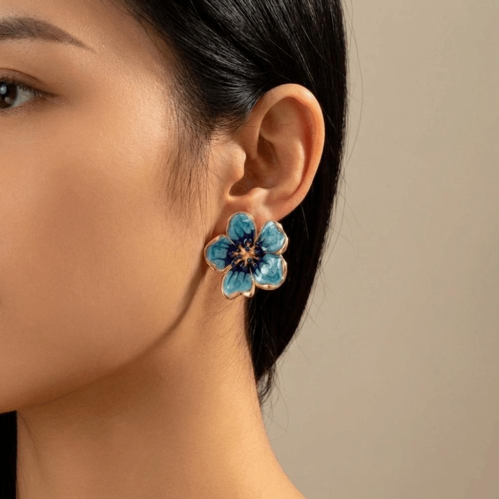 Drip Oil Floral Stud Earrings Enamel Drop Earrings Retro Flower Earrings Girls