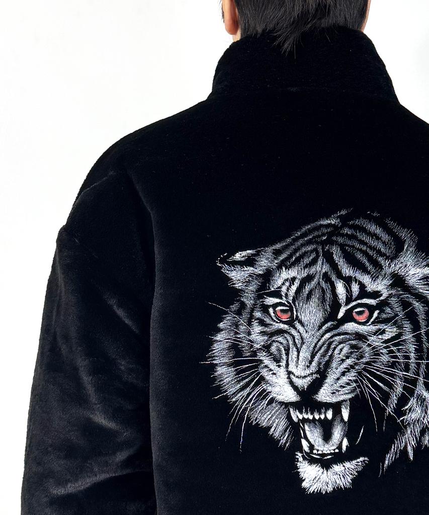 A Made Fine Fur Print Over Jacket (Black)