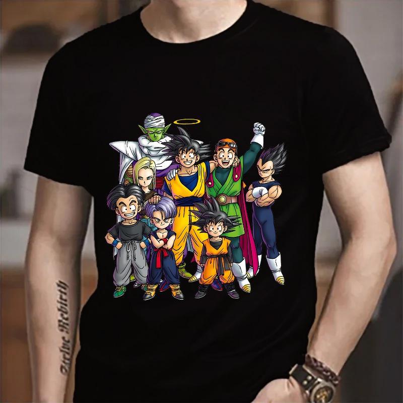 Футболка Dragon Ball Goku Мода для взрослого мужчины Аниме одежда Унисекс Круглый воротник Короткий рукав Мода Черная Хлопковая Футболка Топ Подарок
