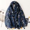 Spring Autumn Fashion Luxury Brand Navy Blue Dot Viscose Shawl Scarf Women High Quality Print Hijabs and Wraps Muslim Sjaal