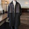 Мужские зимние корейские модные шерстяные пальто мужские деловые повседневные тонкие лоскутные длинные шерстяные ветровки тренчи куртки