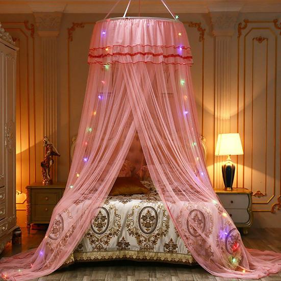 Ruffle Dome Ceiling Mosquito Net Princess Mesh Canopy Dust-proof Bedroom Decor