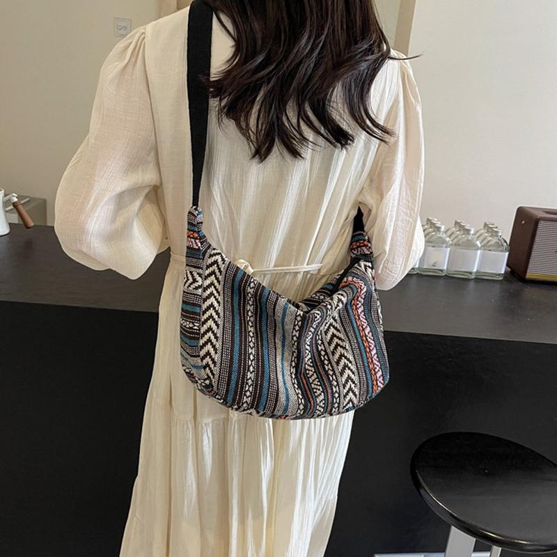 Сумка через плечо в племенном стиле, складная, кроссбоди, на молнии, в полоску, сумка-хобо кроссбоди для женщин, повседневная сумочка CLE