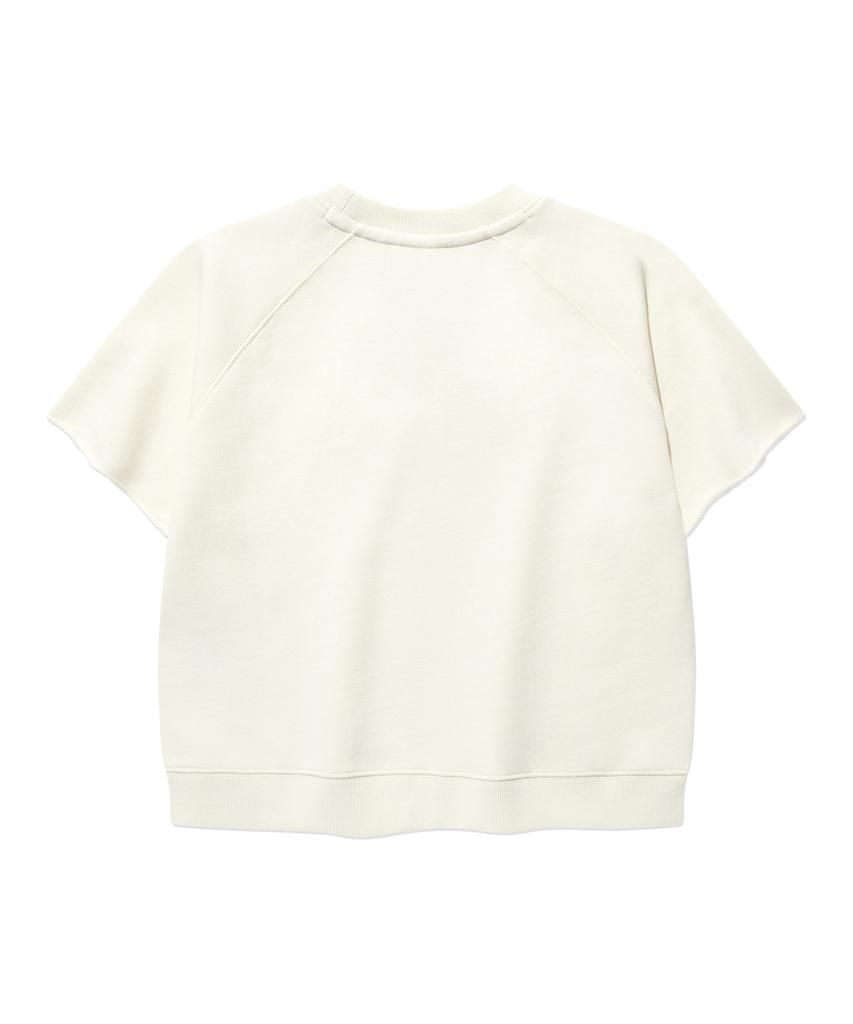 COVERNAT WOMAN Crop Pearl Copper Logo Half Sweatshirt Ivory