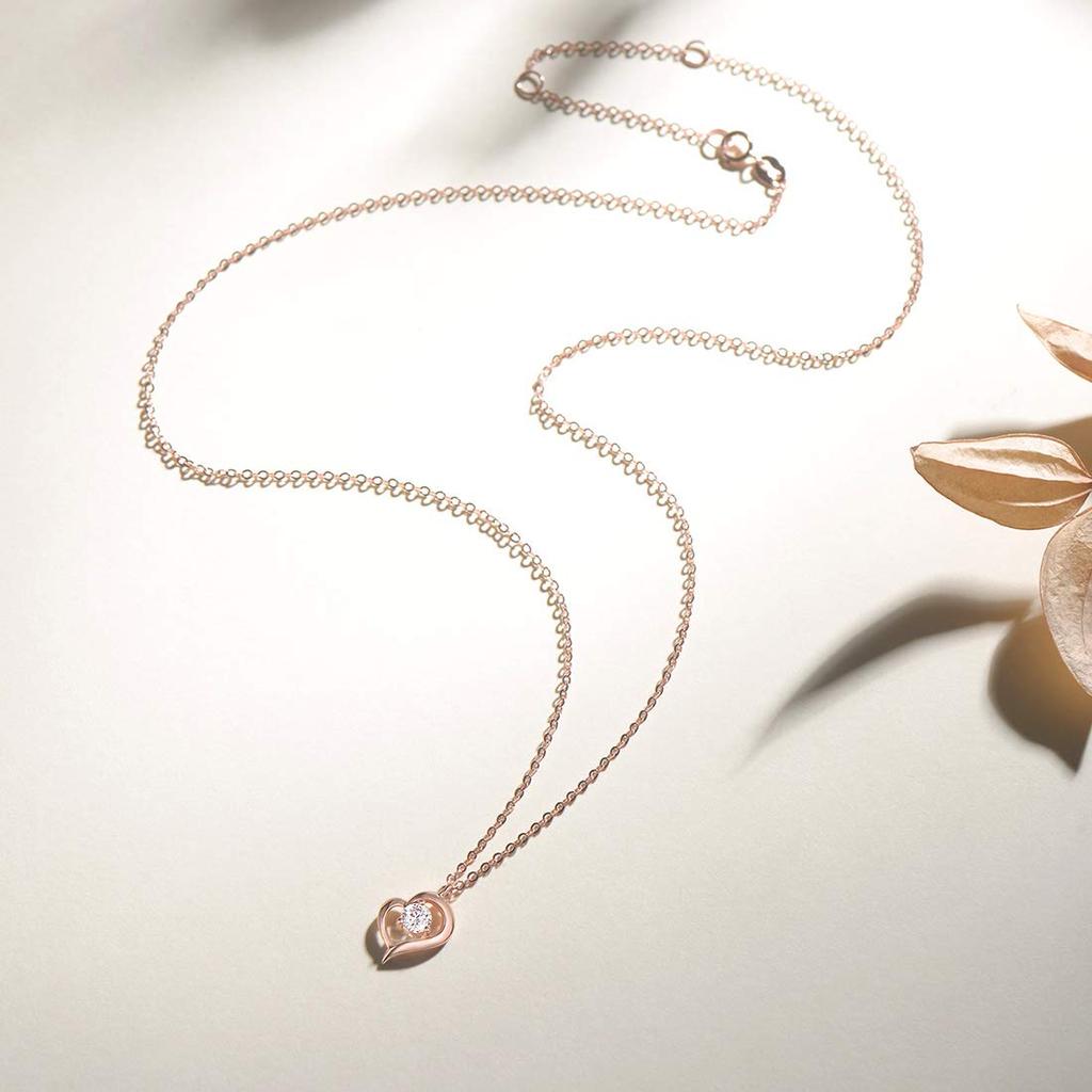 K18 Pink Gold Necklace for Luxury Zirconia Heart Anniversary Gift Wrapping Included [FANCIME] Women, Pendant, Swinging, Mother's Day, Christmas,
