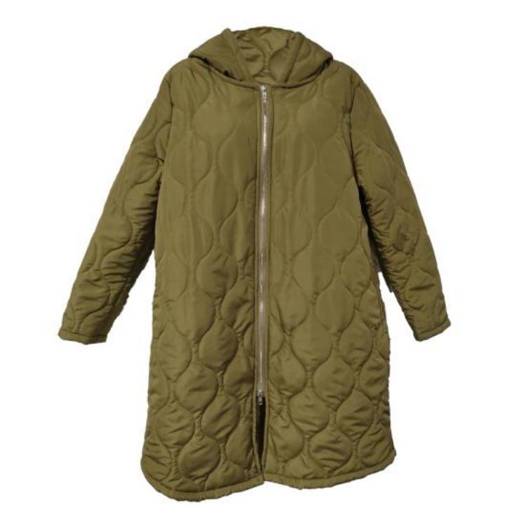 Women's Down Coats - Winter Women Jacket Hooded Mid Length Coat Loose Rhombus Texture Thin Padded Zip Up Long Sleeves For Work School Daily Fall