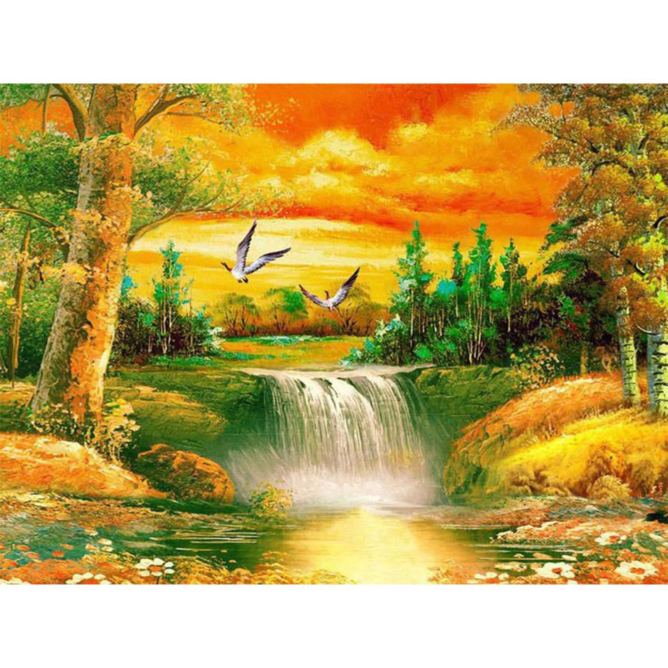 5D Diamond Painting Landscape Full Round DIY Diamond Embroidery Rhinestone Picture Rhinestone Mosaic Home Decoration Gift