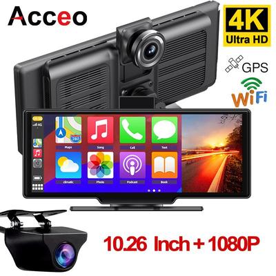 4K 1080P 10,26 дюйма GPS WIFI Беспроводной CarPlay 24H Парковочный монитор Автомобильный видеорегистратор Видеорегистратор Камера заднего вида Зеркало Видеорегистратор Черный ящик