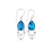 Original Swiss Blue Topaz  Gemstone 925 Sterling Silver Elegant Jewelry Earrings EE-39-8
