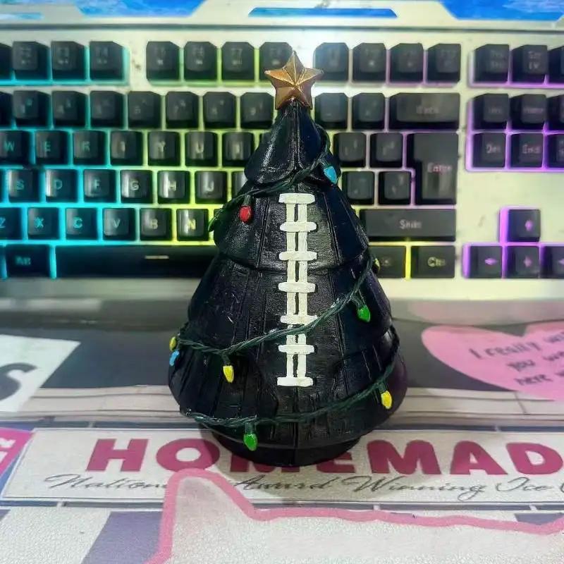 Украшение в виде футбольного мяча в форме рождественской елки, декор для рождественской елки с золотой звездой, настольные украшения для дома, фигурка