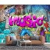 Graffiti Wallpaper Cartoon 3d Mural Street Hip Hop Graffiti Wall Paper Brick Wall Background Home Decor