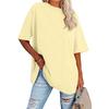 Womens' Fashionable And Casual Solid-color Basic Round-neck Short-sleeved Top