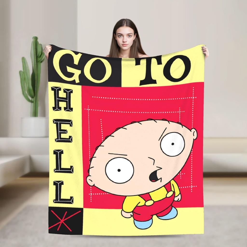 Families Iconic Stewie Griffin Family Guys Blankets Airplane Travel Flannel Throw Blanket For Outdoor Warm Soft Bedspread Gift