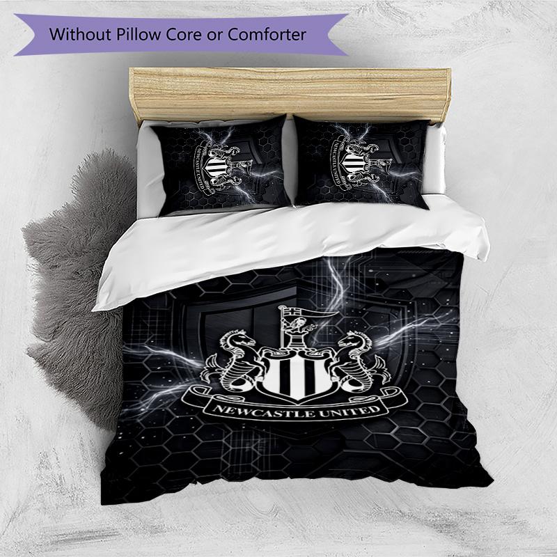 Newcastle United Football Printed 3 Pieces Bedding Set, Comfortable Skin Friendly Bedroom Duvet Cover Set