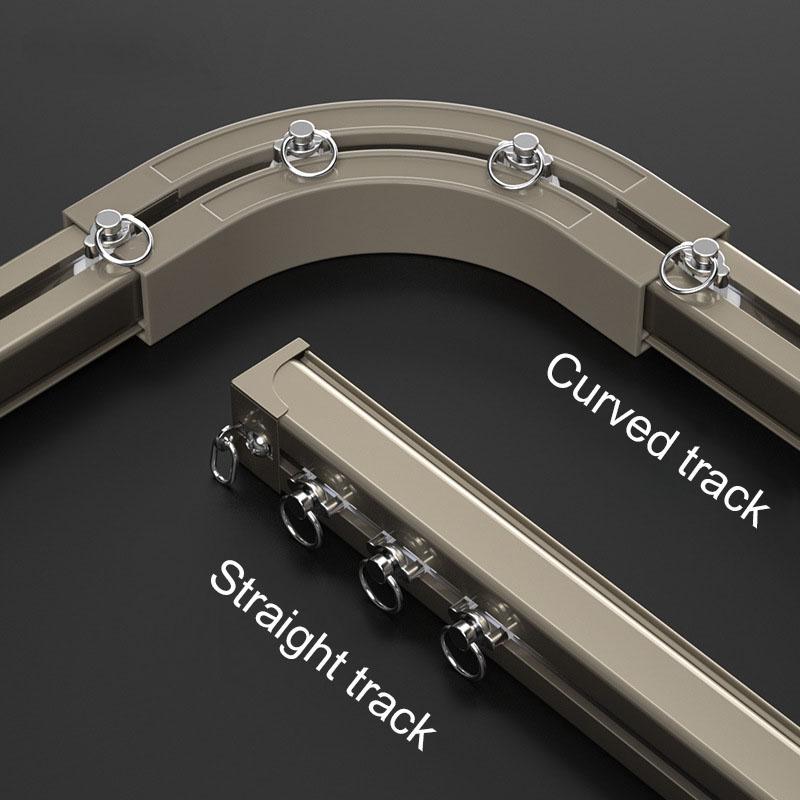 2.6mm Thickened Curtain Track Single Double Rod Curved Straight Rail Ceiling Side Mount Silent Pulley Home Decor Customize Size