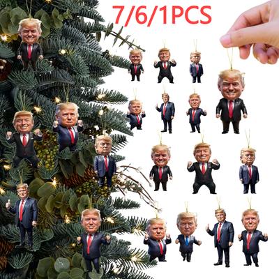 Дональд Трамп Рождественское украшение 2D Акриловый мультяшный Трамп Подвеска Забавный Дональд Трамп Подвеска для рождественской елки Декор для дома и автомобиля
