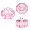 Pink Crystal Glass Acrylic Liquid Powder Dappen Dish with Lid Manicure Tool
