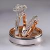 Rose Gold Two-Tone Sparkling Zircon Three-Piece Ring Set: Luxury Engagement Ring for Women