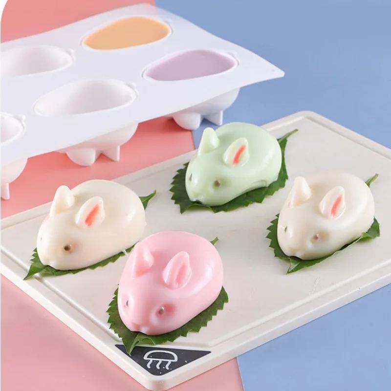 Силиконовая форма для кролика, помадка, кролик, форма для шоколадного торта, 6-гнездная, форма для муссового торта, украшения, десерта, выпечки, поделки своими руками, подарки