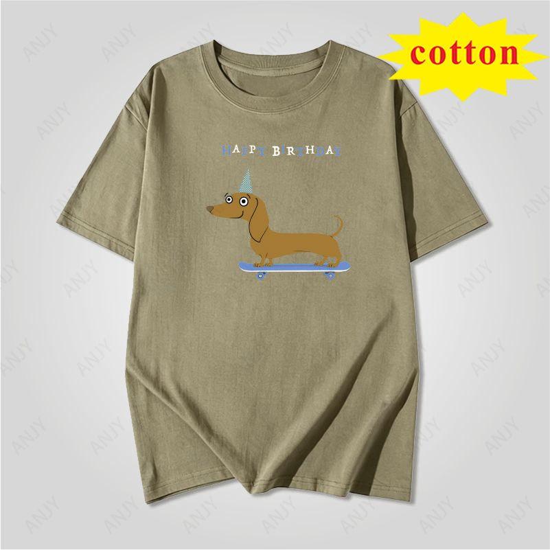 Fun Skateboarding Sausage Dog Printed Short Sleeved Tshirt With Funny Dog Pattern Unisex Casual Top