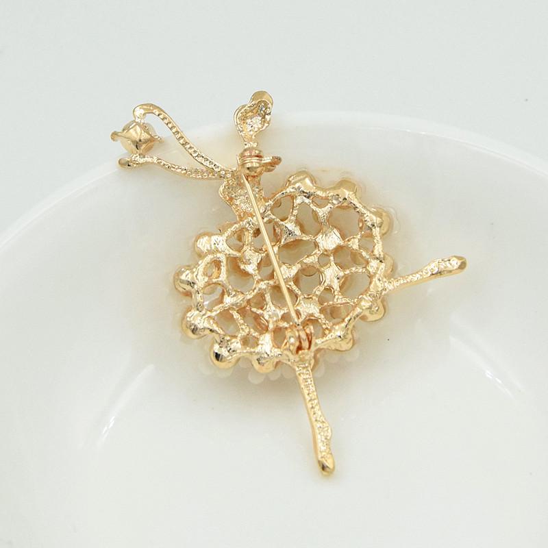 Элегантная брошь-балерина с разноцветными кристаллами и аксессуар-значок на лацкан